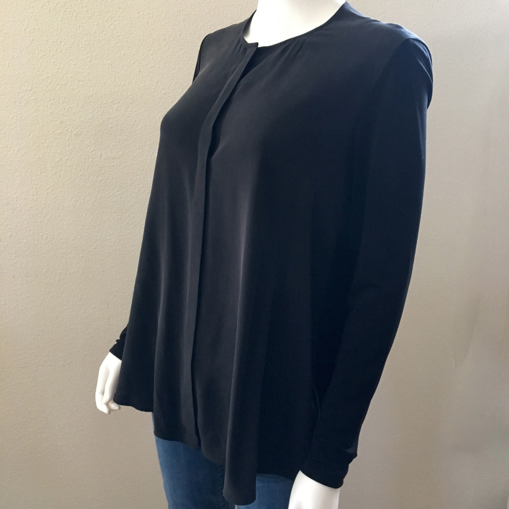 COS Size S Black Blouse Silk Front Top
